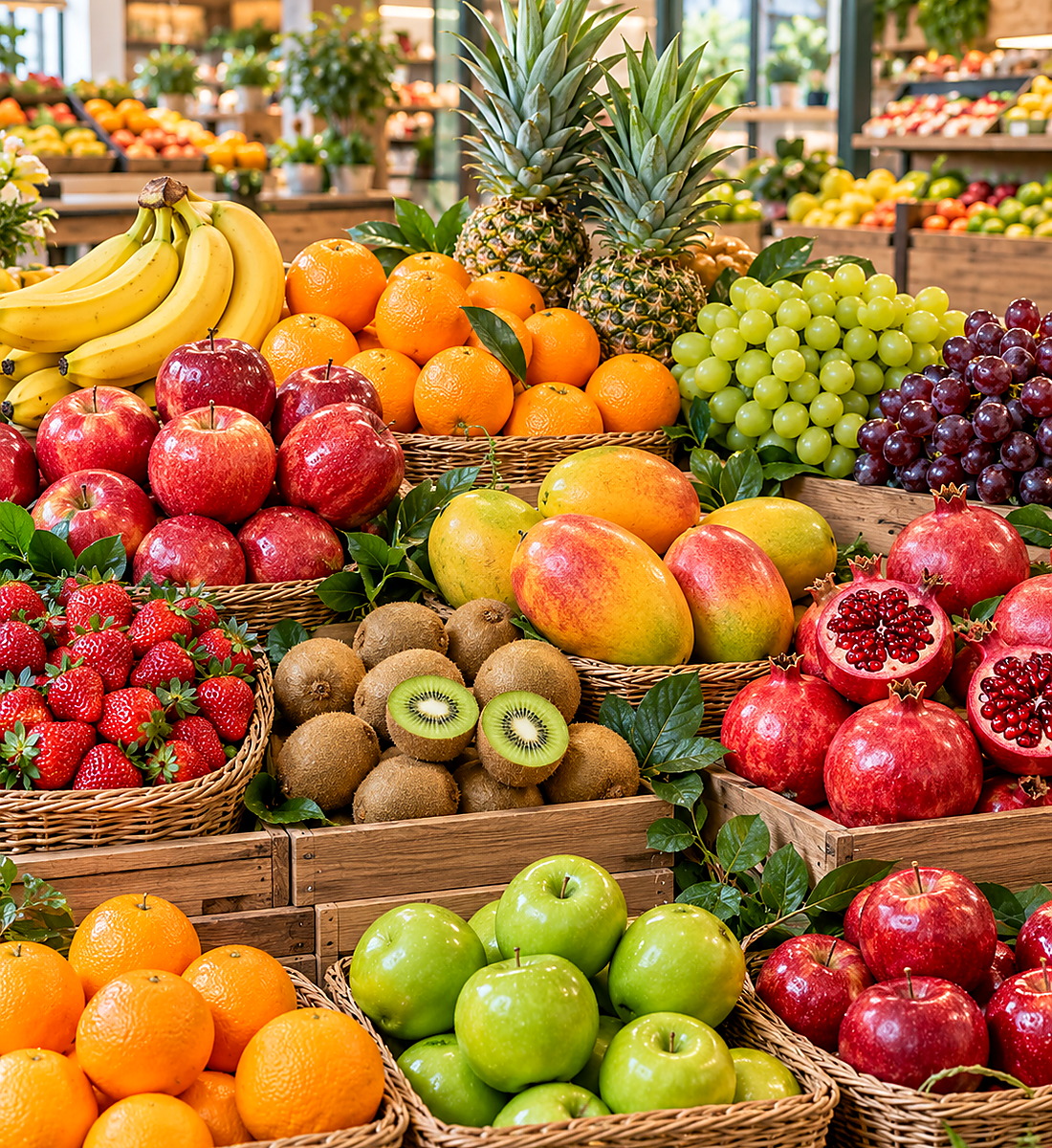 Fresh fruit selection displayed by Karai Bazaar